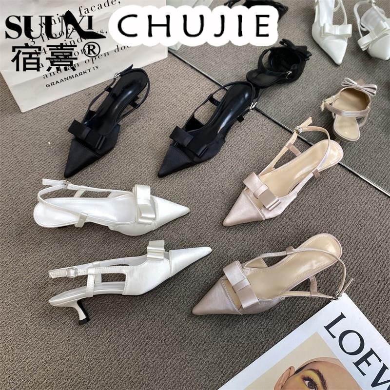 CHUJIE  dép sandal nữ đế cao giày cao gót nữ đi chơi giày sandal cao gót mũi nhọn 2023NEW mẫu mới FPD23912ED 37Z230915