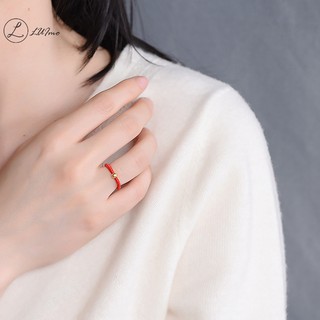 Nhẫn dây thừng xỏ hạt cườm đơn giản màu đỏ đen làm quà tặng tiệc bán chạy