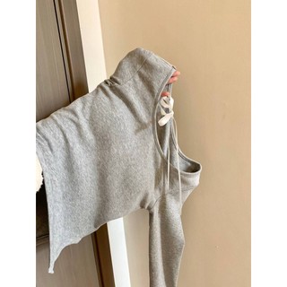 Áo Thun Dài Tay Ôm Dáng Thiết Kế Không Đồng Đều Có Đệm Ngực Và Nơ Thời Trang Thu Đông Hàng Mới Dành Cho Bạn Nữ