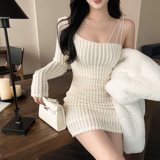 Đầm Dệt Kim Màu Trơn Dáng Ôm Phong Cách Thời Trang Mới Cho Nữ