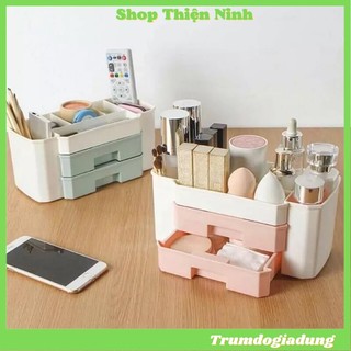 Kệ đựng mỹ phẩm mini 2 tầng nhiều khay có ngăn kéo tiện dụng