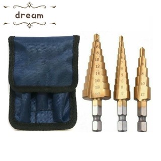 Drill Bits Steel Step Drill Set Step Drill 1/4\" Hex Shank 3pcs Useful