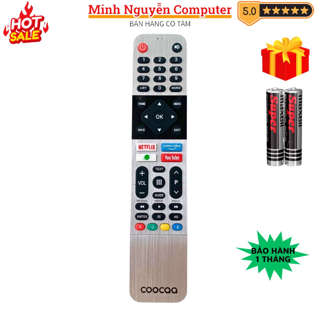 Remote điều khiển tivi COOCAA Mẫu 01, điều khiển TV COOCAA - Tặng kèm pin - Minh Nguyễn