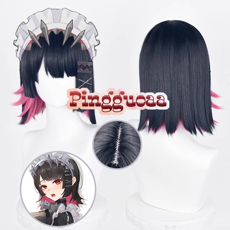Game Zenless Zone Zero Ellen Joe Cosplay Wig 33cm Mixed Color Heat Resistant Synthetic Wigs