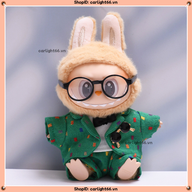 15cm 17cm quần áo Labubu Bộ đồ + Kính + Mũ, Thích hợp Labubu V1 V2 Baby Three V3 Mini Baoao Liila