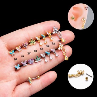 1 Bông Tai Hình Bướm / Chuồn Chuồn / Lá / Trái Tim Bằng Thép Không Gỉ 20gauge