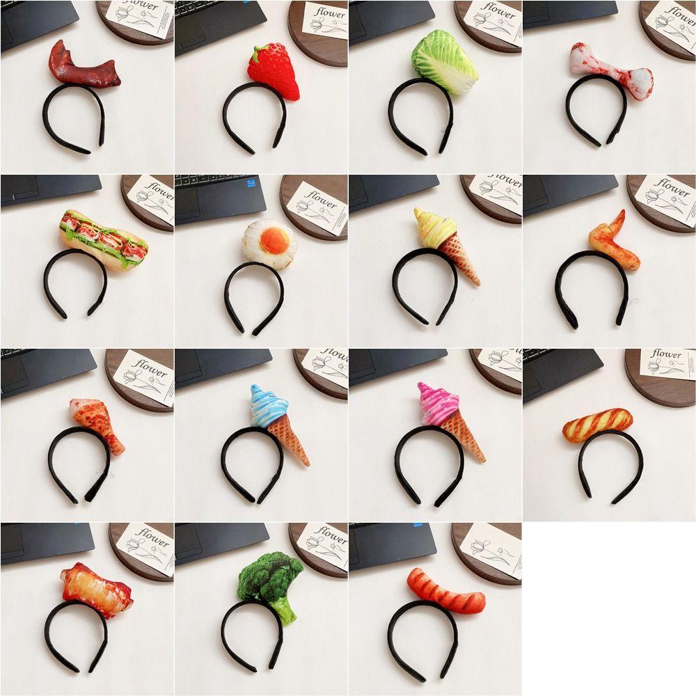 Băng Đô Cài Tóc Hình Bánh Mì / Hamburger / Xương / Kem / Rau Củ Thời Trang 2Lig Cho Bé