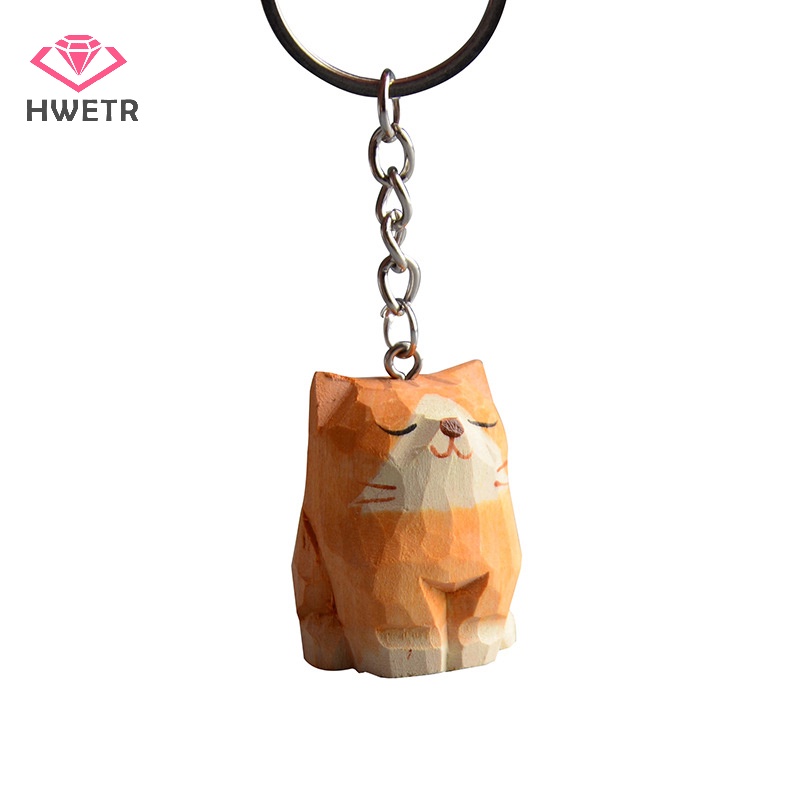 Hwtr Móc Chìa Khóa Hình Chú Mèo Nhỏ Điêu Khắc Thủ Công Tinh Khiết Sáng Tạo Để Bàn Trang Trí Học Sinh Mới