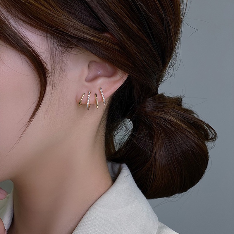 Mới Bán Chạy Bông Tai Bạc 925 Nhỏ Tươi Mới Cá Tính Một Mảnh Kim Và Bông Tai Cho Nữ