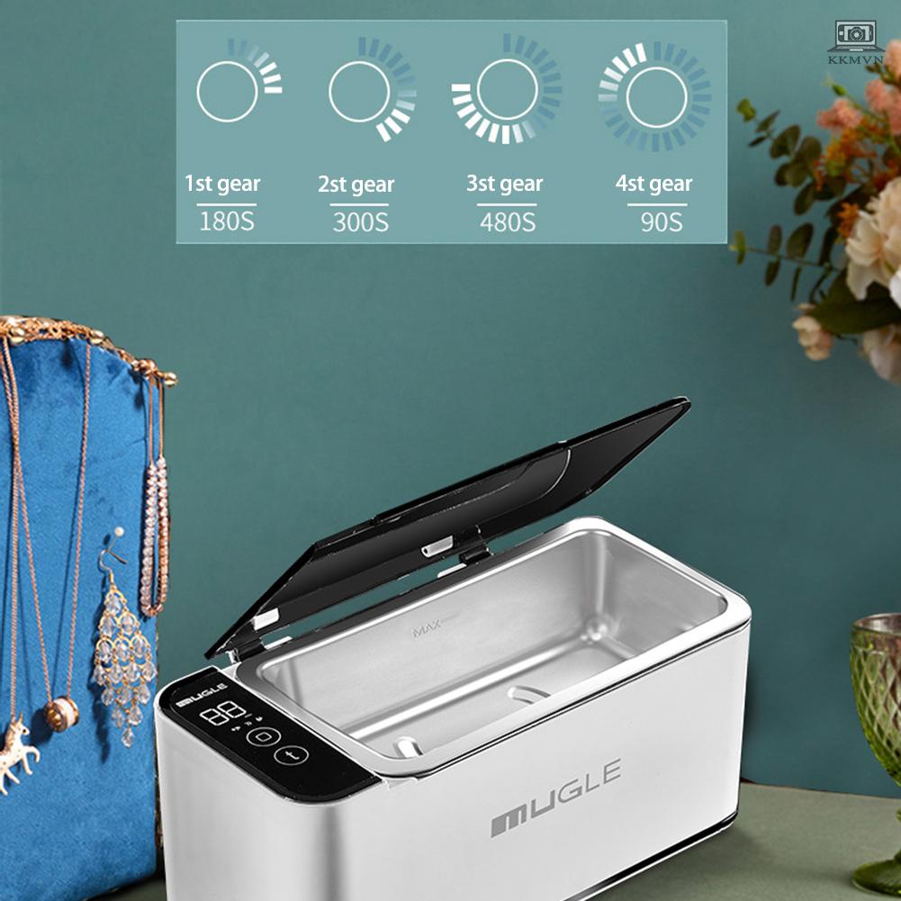 Ultrasonics Cleaning Machine Small Household Stainless Steel Cleaning Machine Glasses Braces Dentures Jewelrys Cleaning Machine 4 Timing Time Level Adjustable Touchable Screen