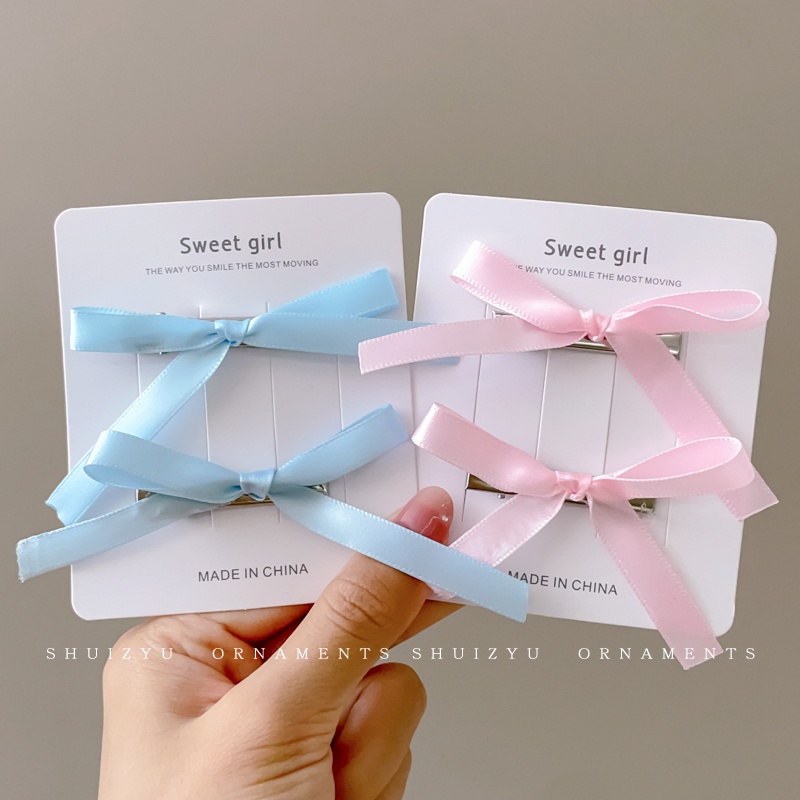 Set 2 Kẹp Tóc Nơ Ruy Băng Dễ Thương Thời Trang Hàn Quốc Cho Nữ