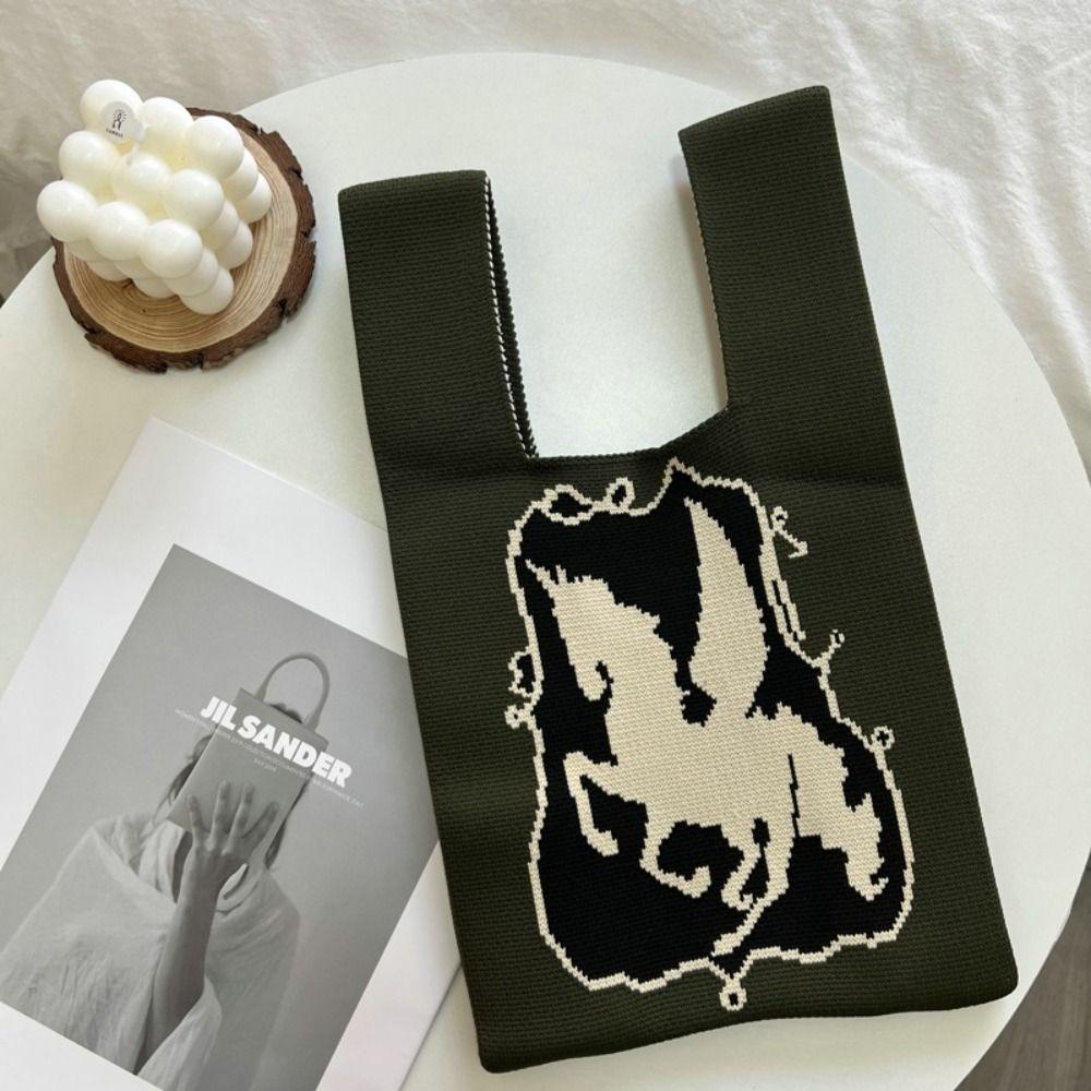 UUMIR Túi tote Đan Len Sức Chứa Lớn Thắt Nút Họa Tiết Hoạt Hình Cho Nữ