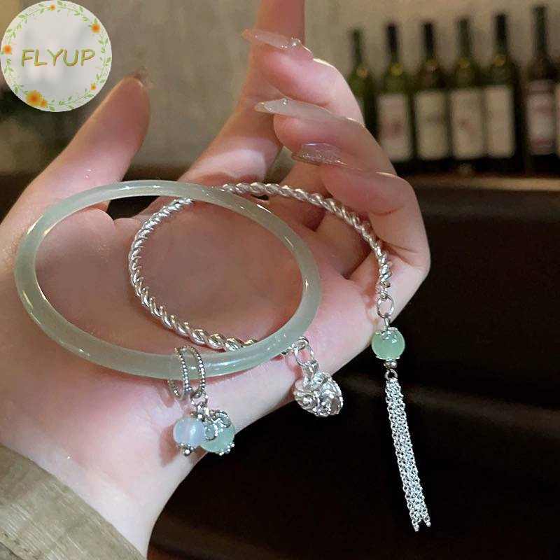Flyup Vòng Tay Hở Màu Xanh Lá Cây Phong Cách vintage Thời Trang Có Thể Điều Chỉnh Kích Thước Cho Nữ vn