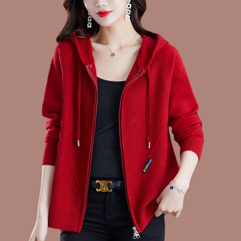 Áo Khoác cardigan Len Dệt Kim Dáng Rộng Ngắn Có Mũ Trùm Thời Trang Xuân Thu Cho Nữ plus size