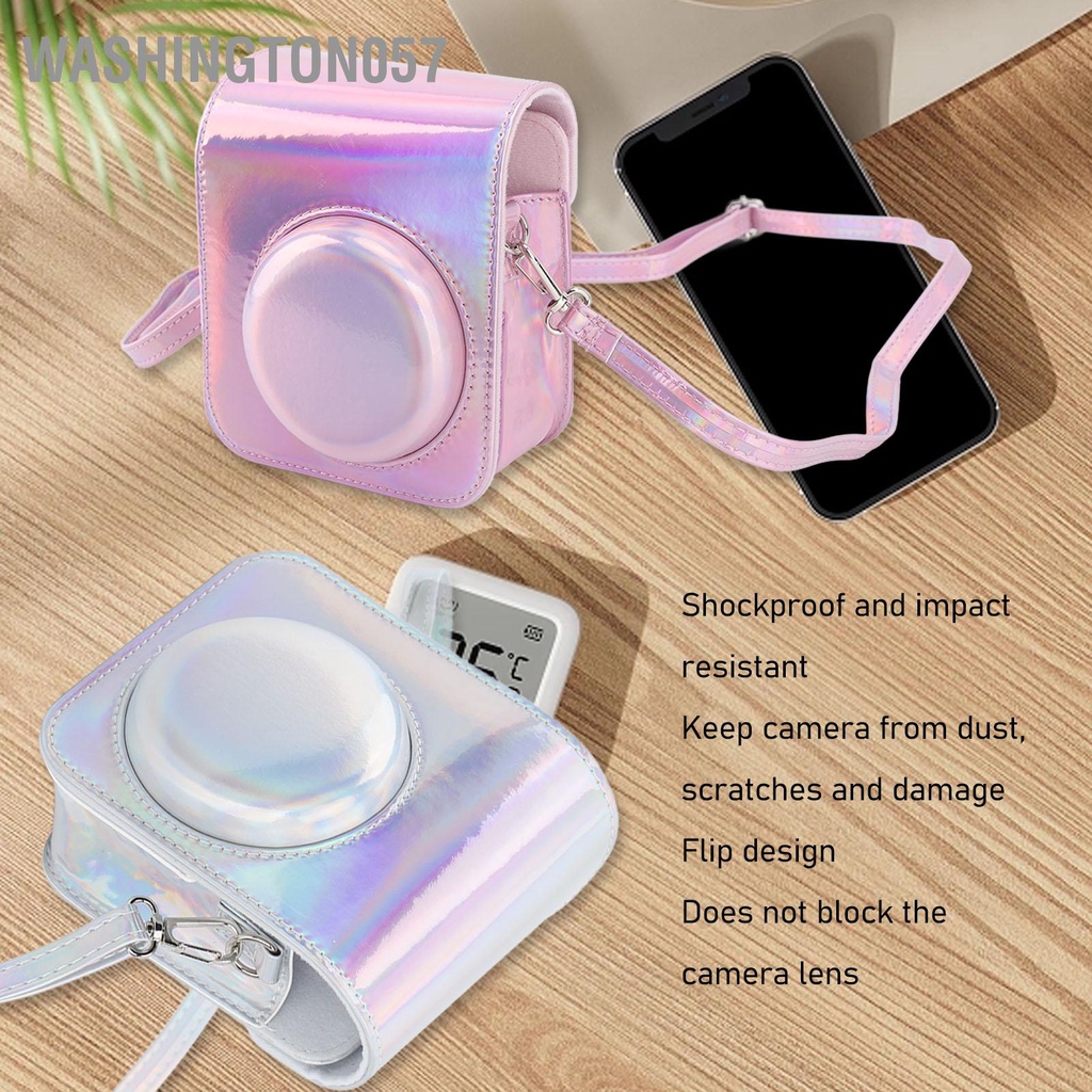 Có thể bán buôn Túi đựng bảo vệ bằng da PU thời trang có dây đeo vai thể điều chỉnh phù hợp cho Fujifilm Instax Mini 12 Washington057 Hàng giao ngay