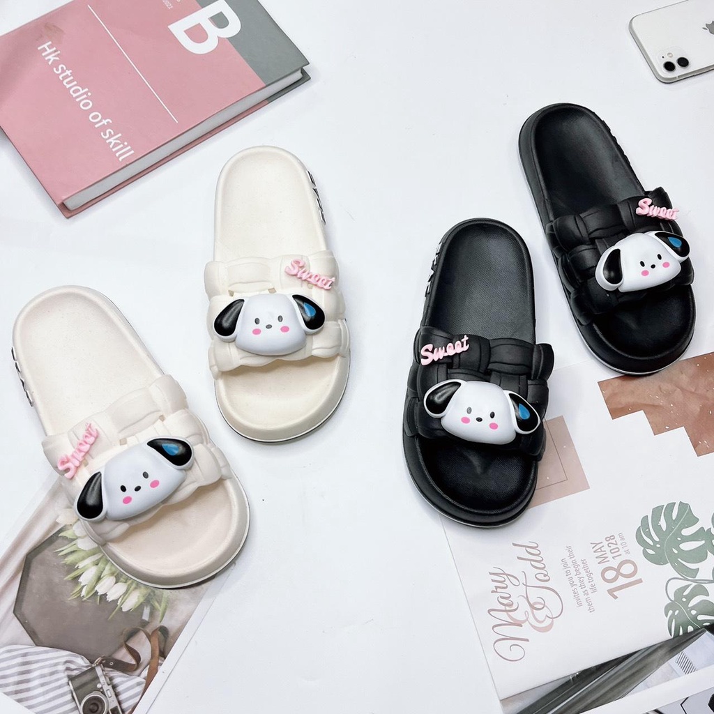 JY378-B23  dép cao su quai ngang đúc liền thời trang cả nam nữ, đế chống trơn trượt viền phản quang