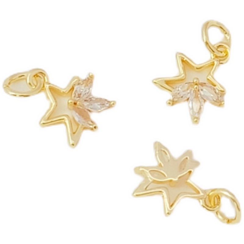 Mặt Dây Chuyền Mạ Vàng 14k Hình Ngôi Sao Năm Cánh Đính Đá Zircon Màu Sắc