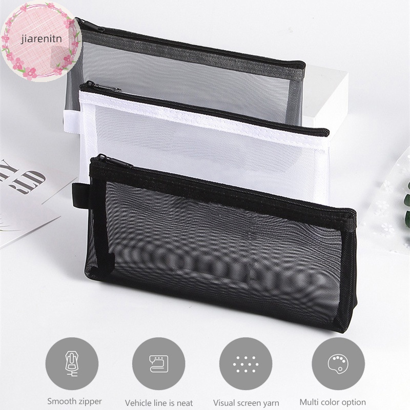 Jiarenitn Túi Đựng Bút Dạng Lưới Màu Trong Suốt Cho Học Sinh / Văn Phòng vn