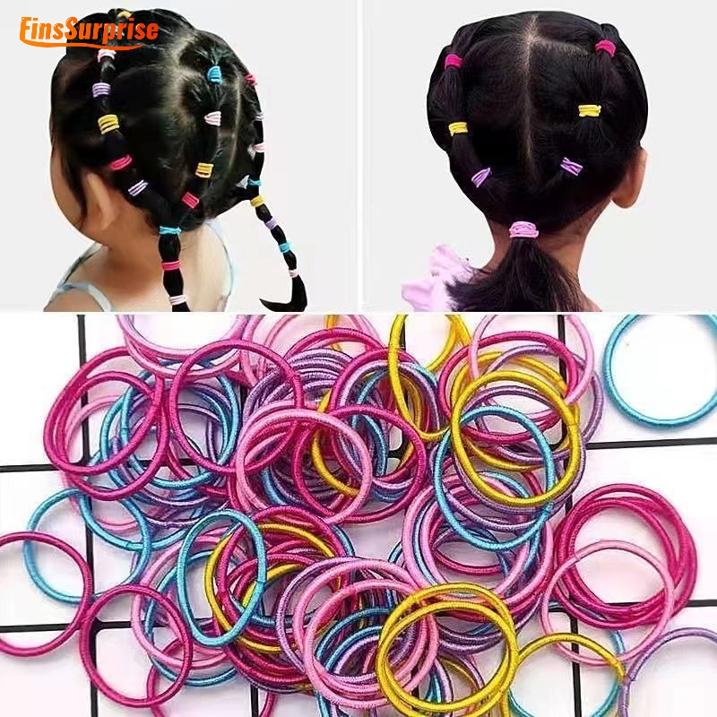 Set 50 / 100 Dây Buộc Tóc Co Giãn Màu Trơn Thời Trang retro Giá Đỡ