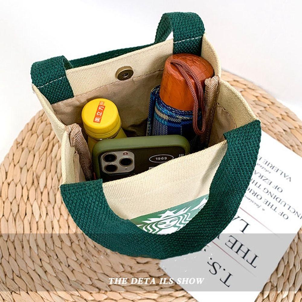 STARBUCKS Fuzou Túi Vải canvas Đựng Cốc Cà Phê / Thức Ăn Trưa Phong Cách Hàn Quốc