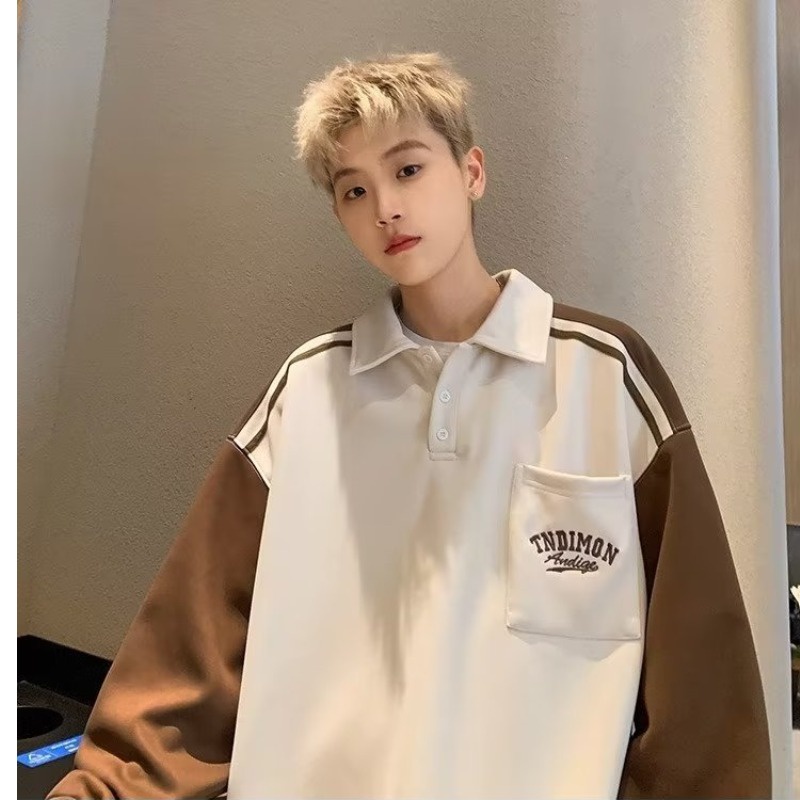 Áo Thun polo Dài Tay Dáng Rộng Thoải Mái Phong Cách Tối Giản Mẫu Mới 2023