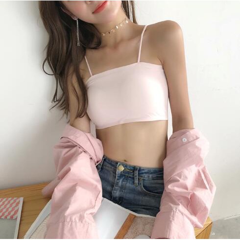 Yuyureal Áo Bra Đúc Su Trơn Quây 2 Dây