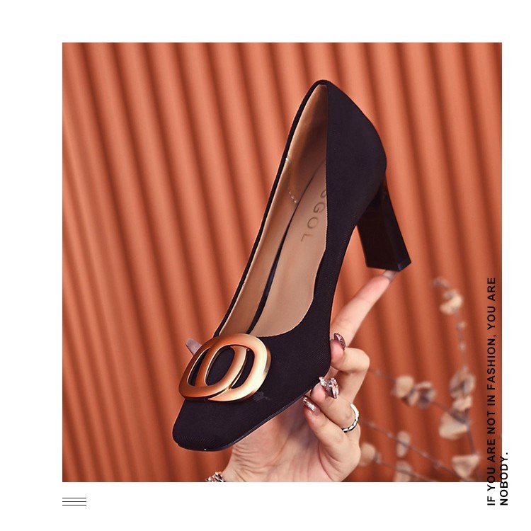 Giày Cao Gót Mũi Vuông Đế Dày size 35-40 Thời Trang Dành Cho Nữ