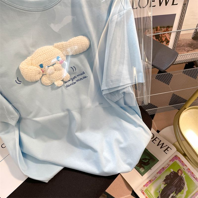 Áo Thun 100% cotton Tay Ngắn In Hình cinnamoroll 3d Dễ Thương