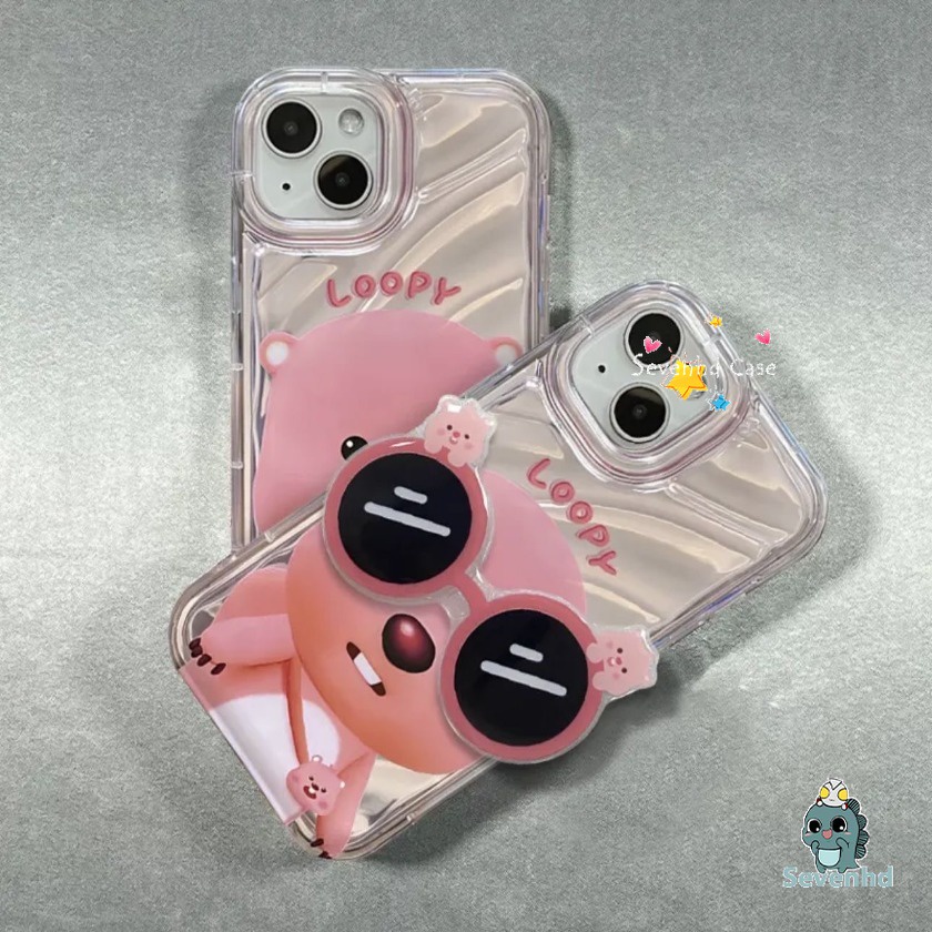 Ốp Điện Thoại Màu laser + Giá Đỡ Họa Tiết Hoạt Hình Cho iphone 15 14 13 12 11 pro max x xr xs max 8 7 plus se 2020