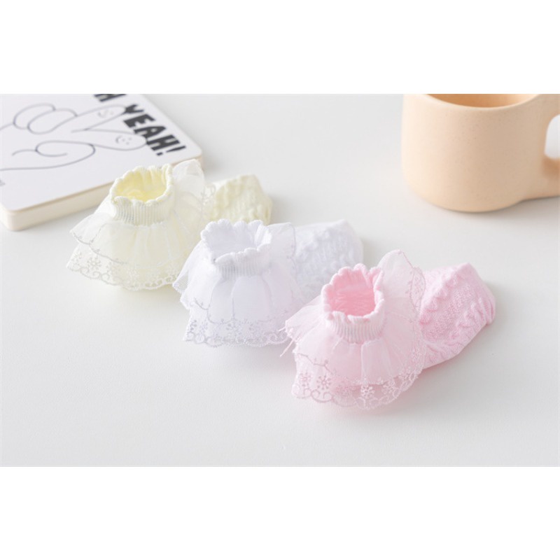Vớ cotton Cổ Thấp Phối Ren Thời Trang Xuân Thu Cho Bé Gái