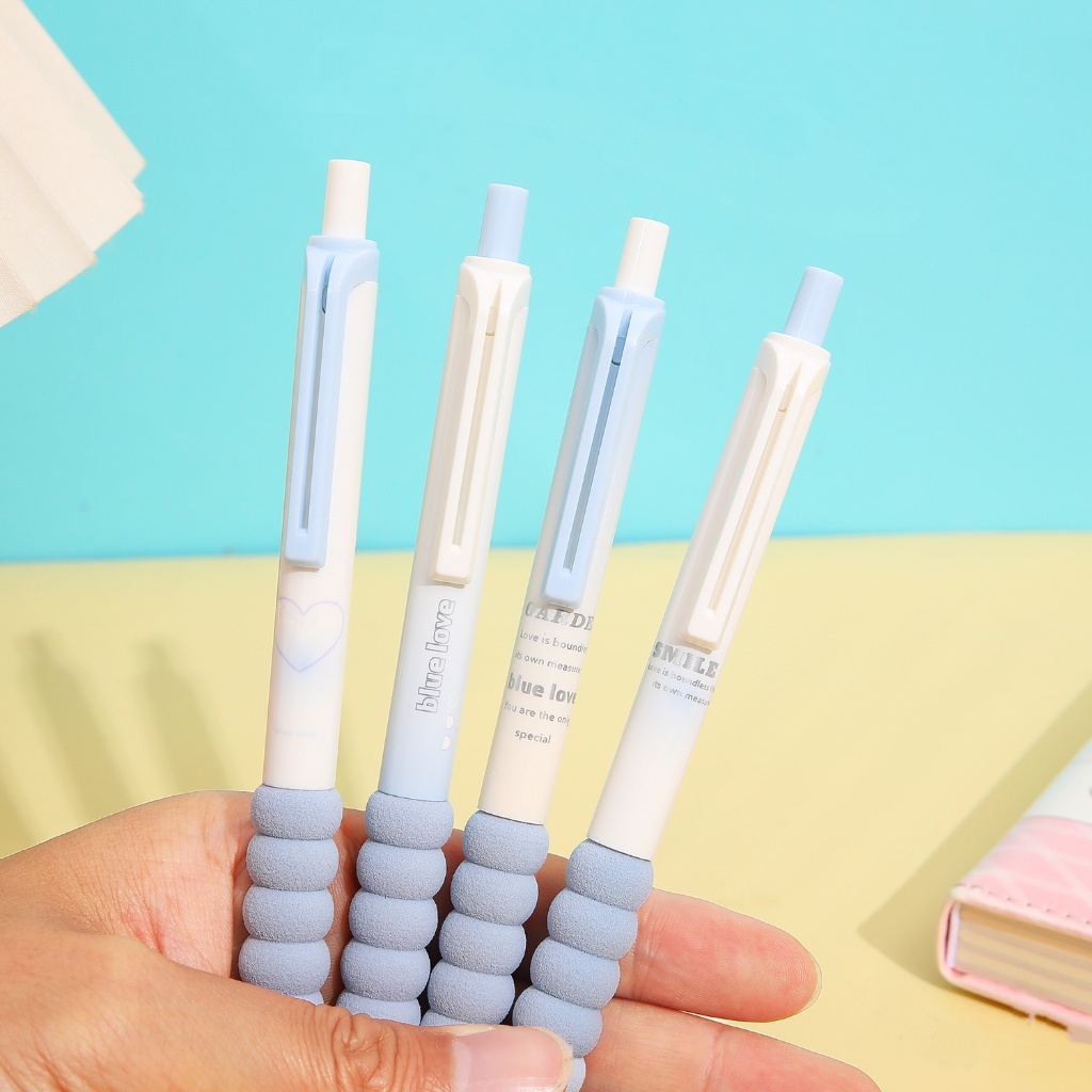 Set 4 Chiếc Bút Gel Inmoring C7428 Blue Love Mực Đen Ngòi 0.5mm Đệm Tay Êm Ái