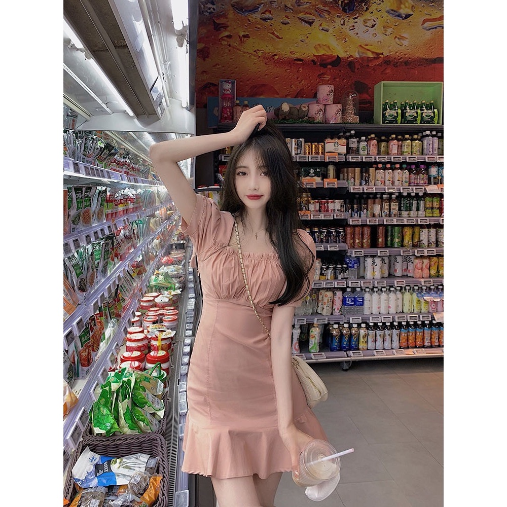 Đầm Hàn Quốc, Váy Chữ A, Váy Dáng Ôm, Màu Hồng, Váy Đuôi Cá, Váy Xinh Cho Nữ