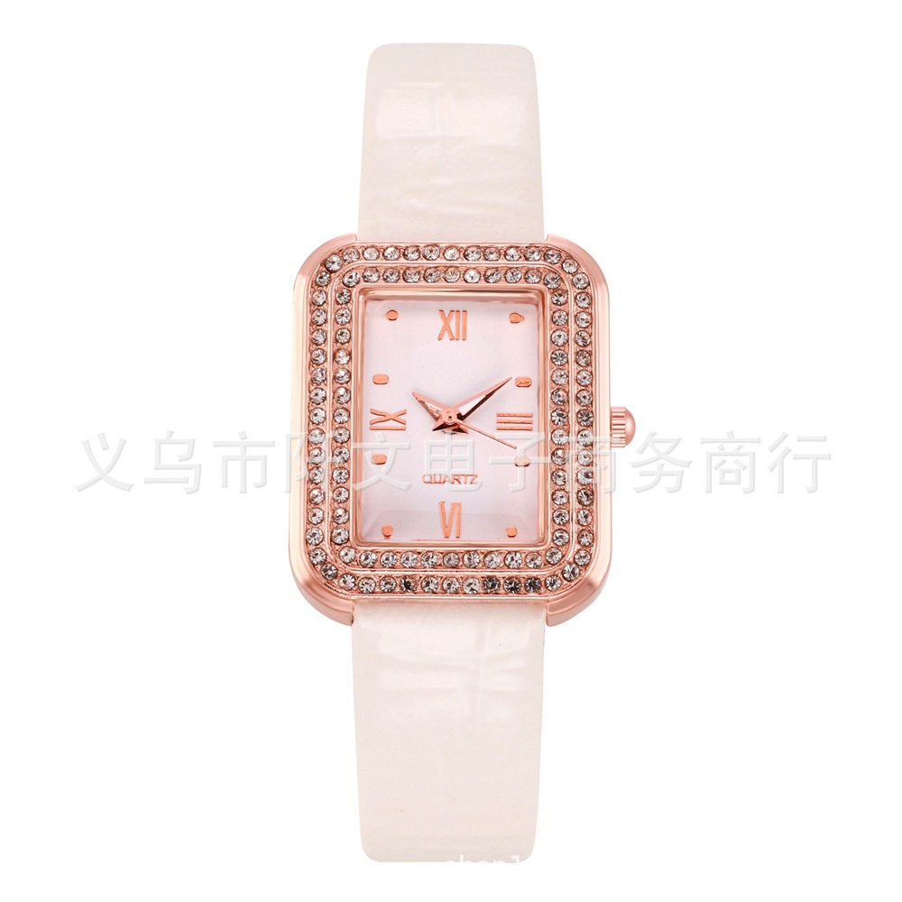 Đồng Hồ Đeo Tay Máy quartz Mặt Vuông Đính Đá Thời Trang Cho Nữ
