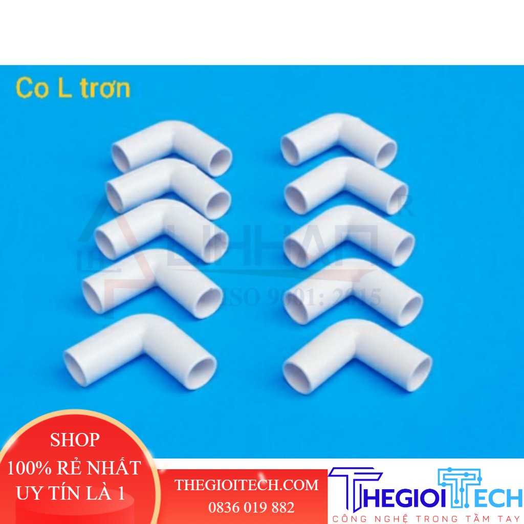 Co trơn L chia 2 đường cho ống cứng combo 1 gói 50 cái / bọc - Co  L trơn phi 32