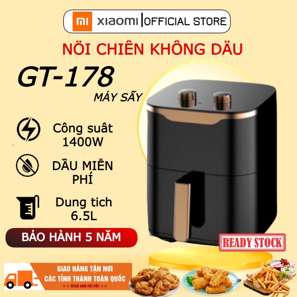 ✨HẤP DẪN✨ Nồi chiên không khí  XIAOMI 6.5L Nồi chiên không khí dung tích lớn GT-178 AIRFRYER  GT-178