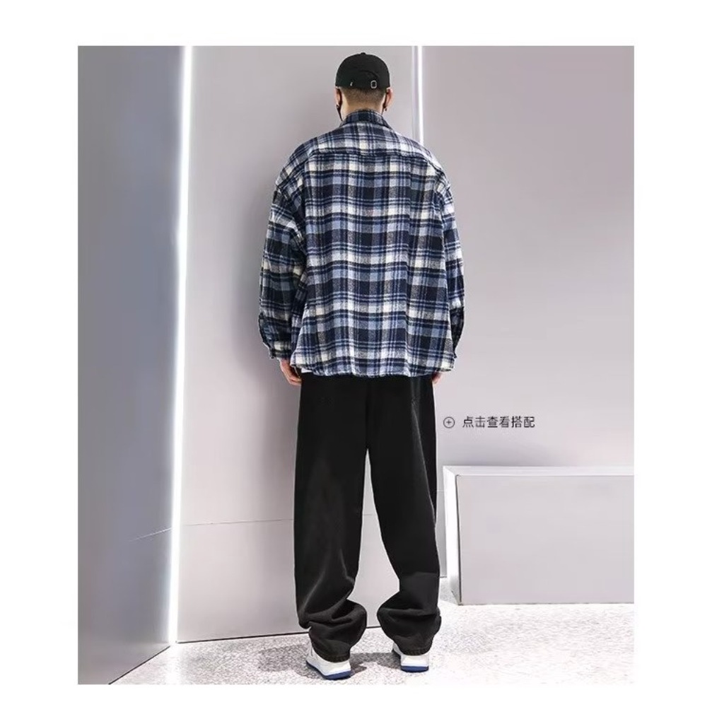 Áo Sơ Mi Caro Tay Dài Dáng Rộng Thời Trang Hàn Quốc Mới Cho Nam Nữ