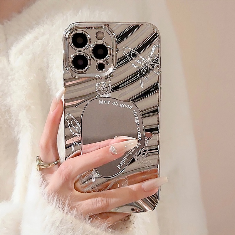 Ốp Điện Thoại Dẻo Tráng Gương Họa Tiết Bươm Bướm & Sóng Nước Độc Đáo Cho iphone 15 pro max 14 13 12 11 max xr ix 78plus