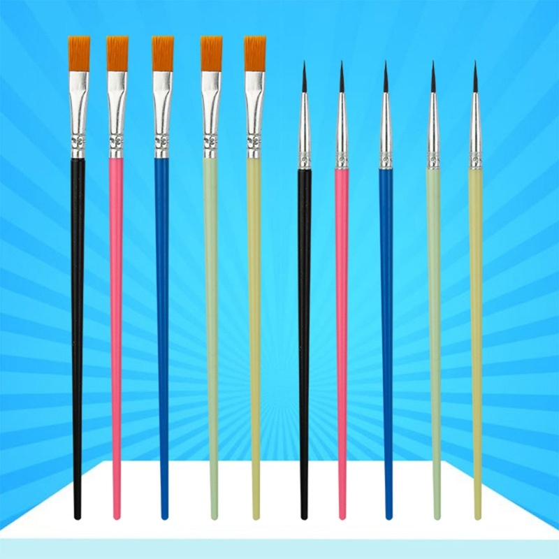 Va Set 10 Cọ Vẽ Tranh Đầu Tròn Bằng nylon Cho Màu Nước acrylic