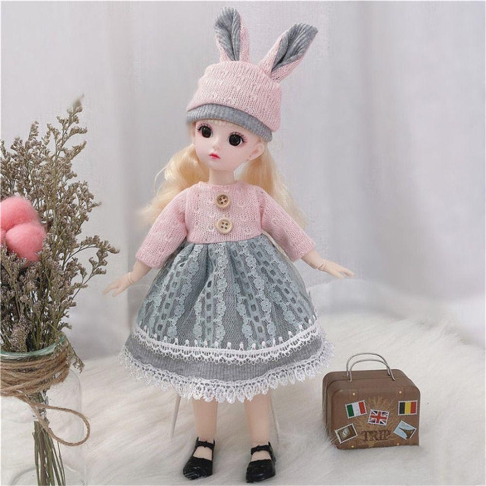 Búp Bê Bé Gái Mặc Đầm 3d 12 Khớp Có Thể Di Chuyển + Giày / Giày / Búp Bê bjd / Búp Bê bjd / Quà Tặng Giáng Sinh