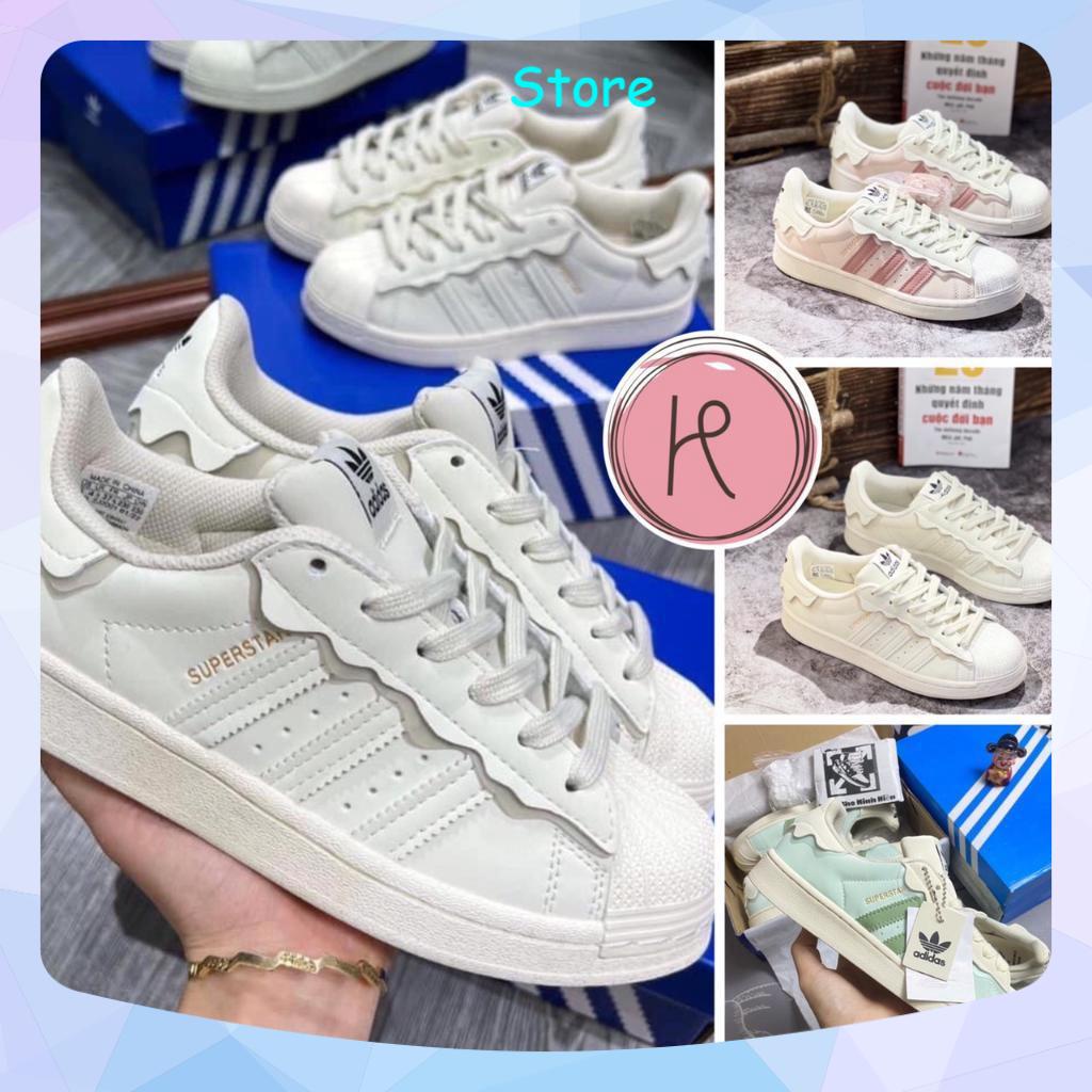 Giày Adidas Superstar Das Sò 3 Màu Kem,hồng, xanh, Giày thể thao Adidas Sò Trắng bản Classic xinh đẹp