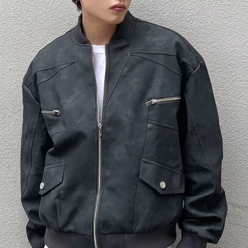 Áo Khoác bomber Da Lộn vintage Mỹ Thời Trang Cho Cặp Đôi