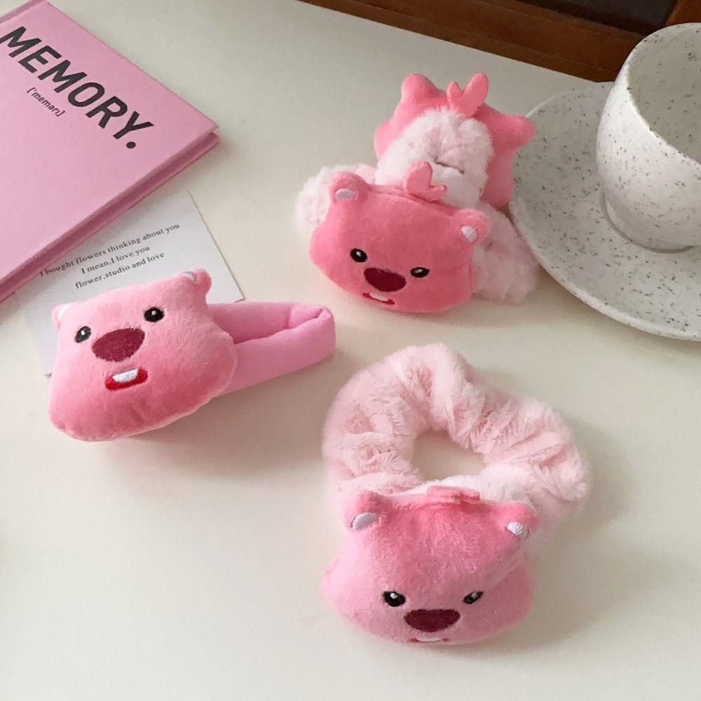 Shanhai Kẹp Tóc Hình Búp Bê Nhồi Bông Màu Hồng Ngọt Ngào Cho Nữ