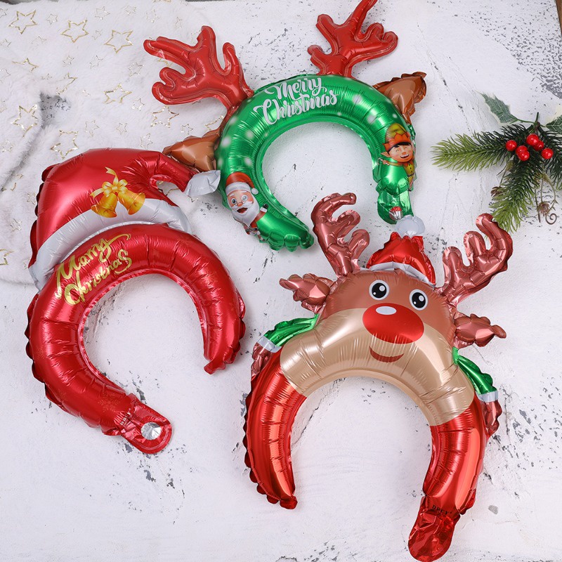 Băng Đô Bơm Hơi Hình Bong Bóng / Ông Già Noel Dễ Thương Dùng Trang Trí Tiệc Giáng Sinh