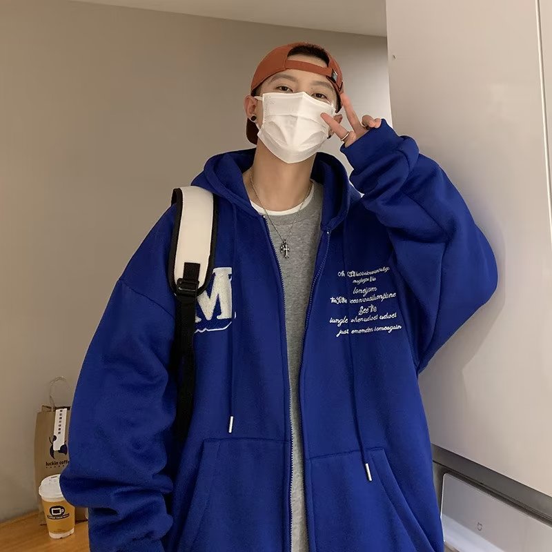 Áo Khoác hoodie Tay Dài Dáng Rộng Có Khóa Kéo Thời Trang Cho Nam Giới size m-8xl