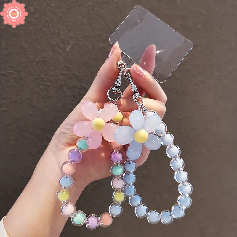 Dây Đeo Điện Thoại Xỏ Hạt Nhiều Màu Hình Hoa Và Bướm Lãng Mạn