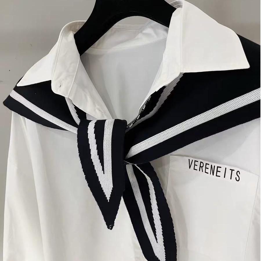 Áo sơ mi kèm khăn choàng dời QC Ảnh thật shop chụp