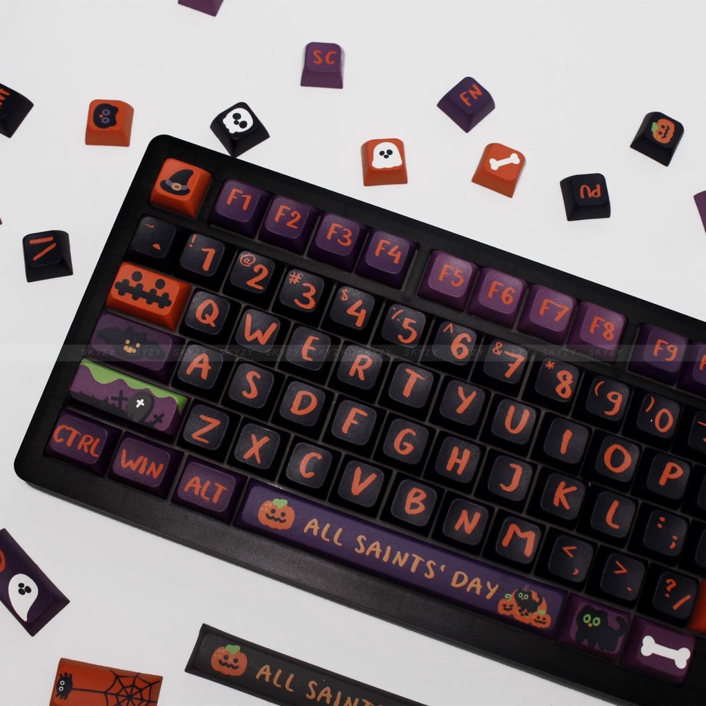 Halloween Keycaps XDA Profile Ngộ nghĩnh Anime PBT DYE SUB Bàn Phím Cơ Keycap