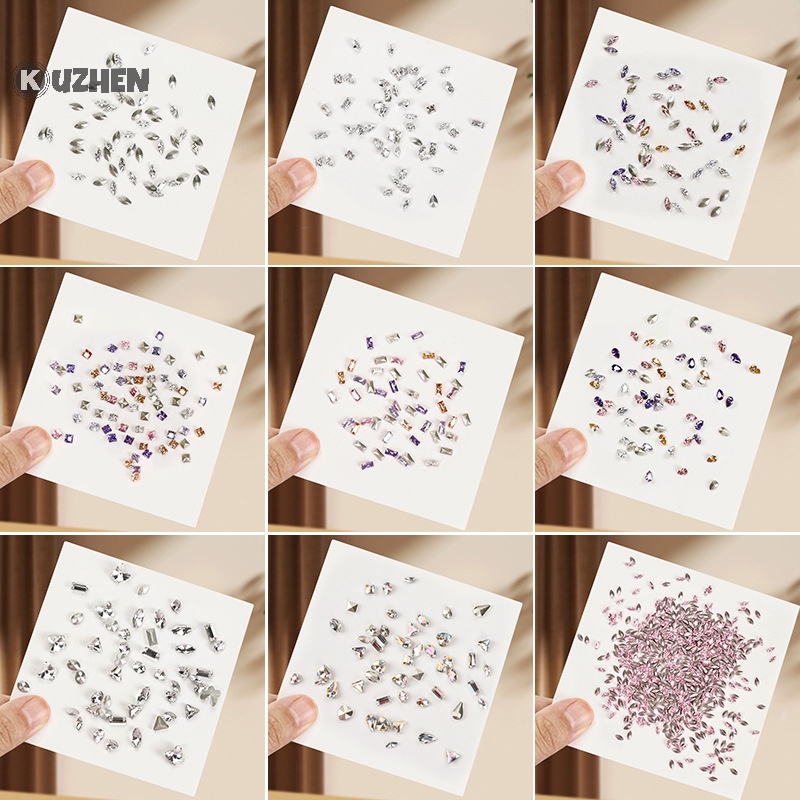 Kuzhen Bộ 50 Viên Đá Pha Lê Kim Cương Pha Lê Giả Pha Lê mini Đáy Phẳng Hỗn Hợp Trang Trí Móng Thủ Công Bán Chạy