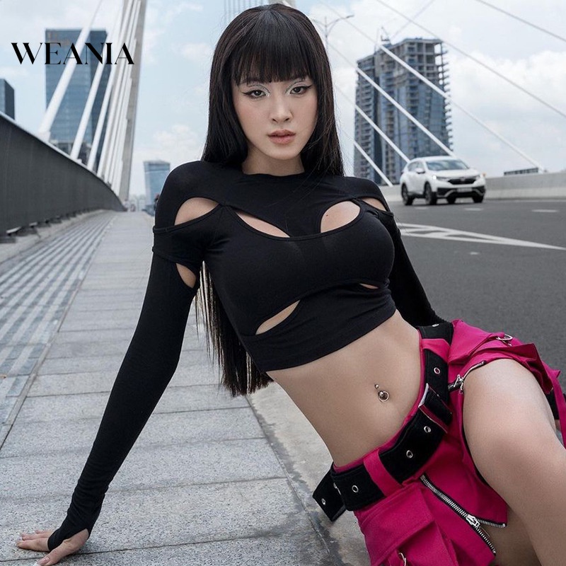 Áo Croptop Tay Dài y2k Phong Cách Hàn Quốc