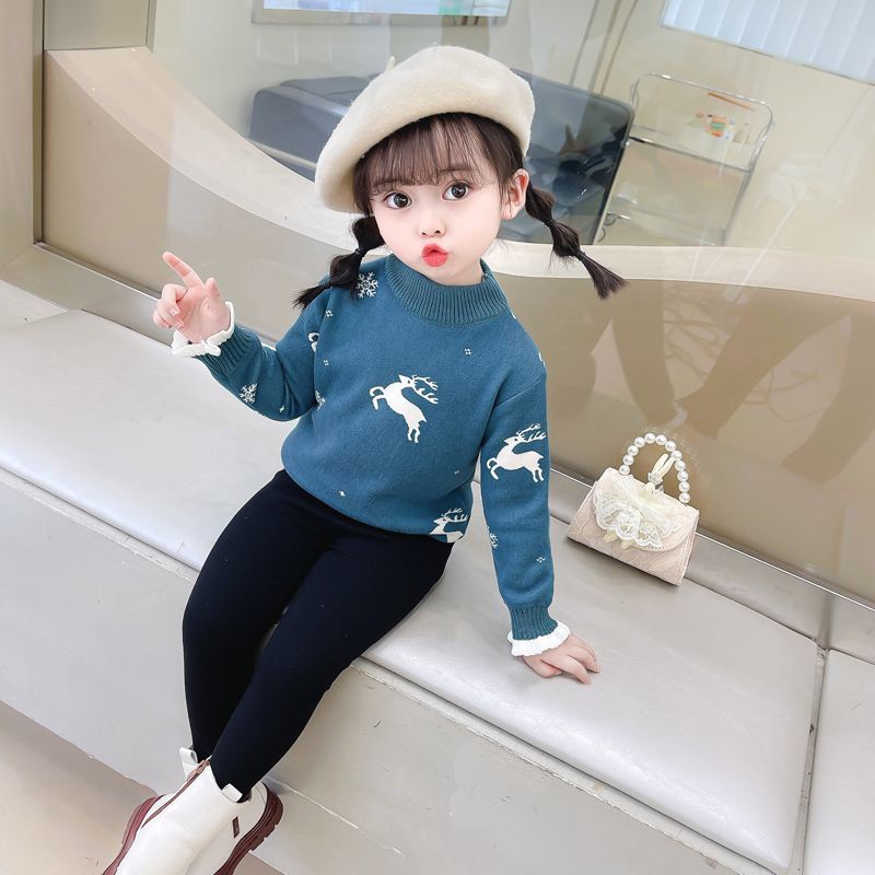 Áo sweater Chui Đầu Vải Nhung Họa Tiết Hoạt Hình Thời Trang Thu Đông Cho Bé Gái